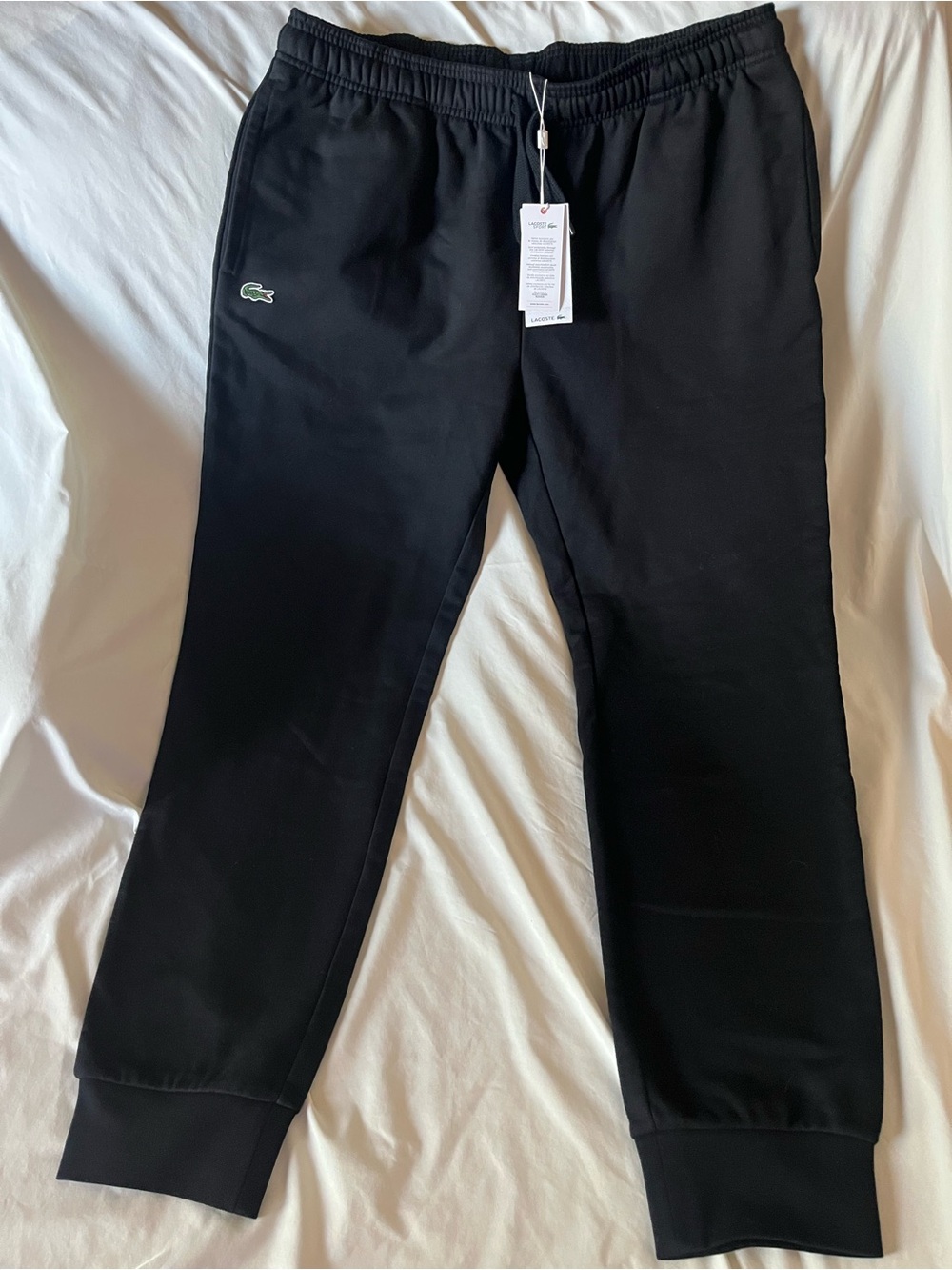 Lacoste Black Joggers with Green Croc Patch